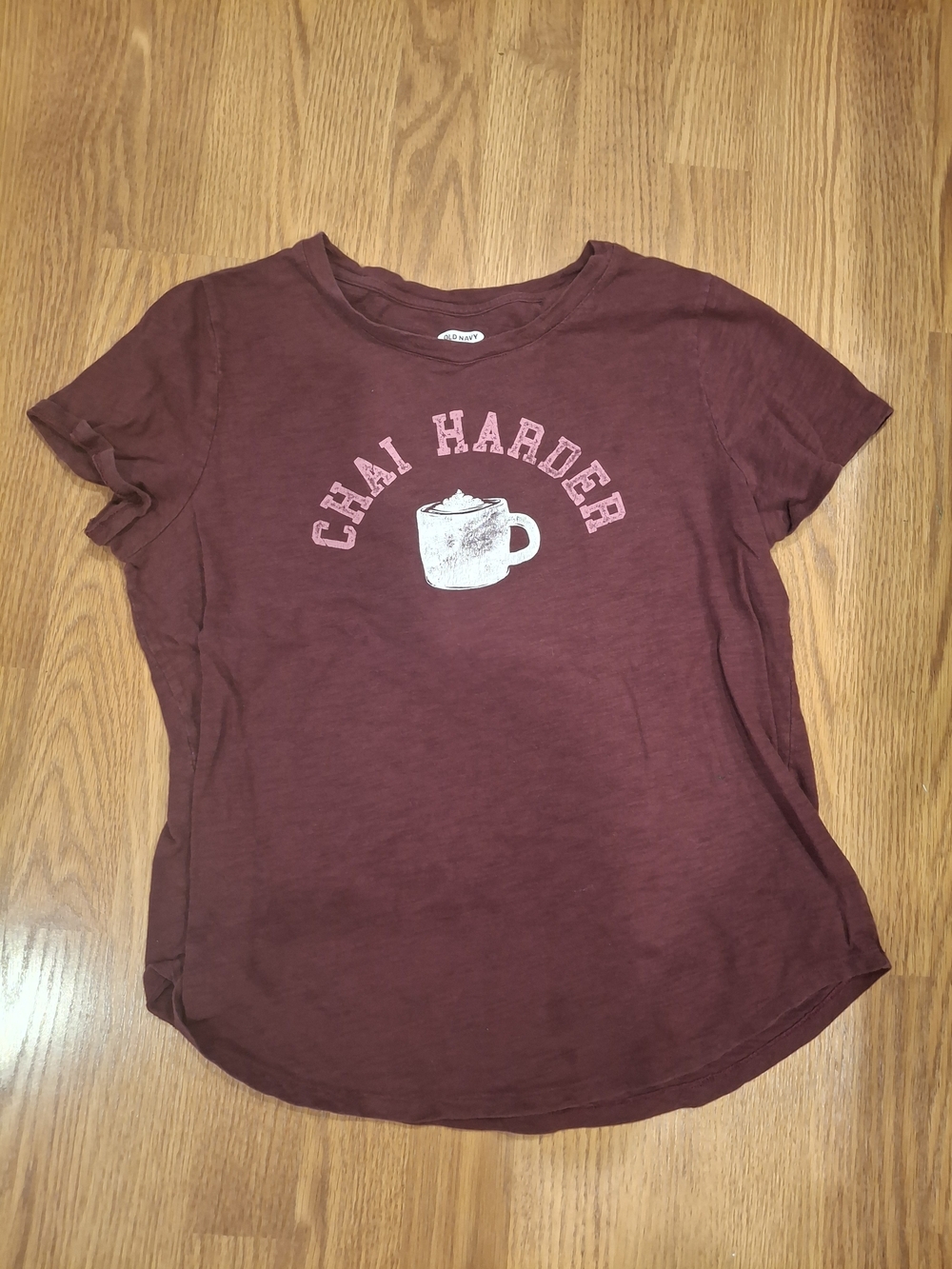 Old Navy Burgundy Tee with Light Pink Graphic